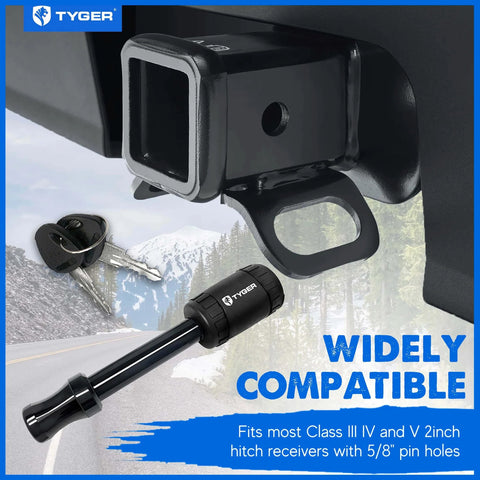 Beefy Hitch Lock Pin With Locking Key For 2 Inch Receivers, 5/8 Inch Pin, Weatherproof Anti Theft, Heavy Duty Security Lock