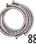 Two Pack Ten Foot Washing Machine Hoses With Braided Steel Connectors Durable Blue And Red Water Supply Lines Universal Fit Leak Resistant