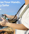 Person using Soft Leather Lanyard For DJI RC Series Remotes, Ultra Comfy Neck Strap With Foldable Screws for DJI controller outdoors