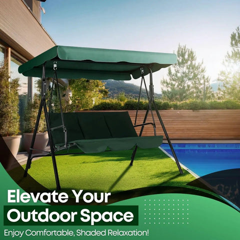 Replacement Canopy For Outdoor Swing 66 Inch By 45 Inch Two Seat Bench Glider Shade Cover Weatherproof UV Protected Green Fabric