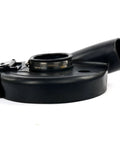 7 Inch Vacuum Dust Shroud Cover for Angle Grinder with durable clamps, shown from side angle, iron core and rubber outer visible.