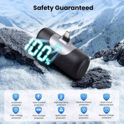 Mini Portable Charger For iPhone 17 16 15 Series And Android 5500mAh PD Fast Charging USB-C Power Bank with safety features