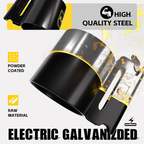 Close-up of high-quality steel E-track tool holder with electric galvanized finish for trailers, highlighting raw and powder-coated material.