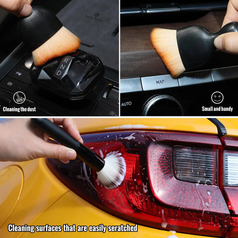 Six Piece Car Detailing Brush Set With Ultra Soft Boar Hair Detail Brushes cleaning car interior and rear light