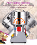 Heavy Duty Pro Grade Grain Mill With 3600W Motor, 36000 RPM, stainless steel, 270-degree swing, for home or coffee shop