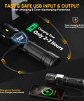 Beast Mode Brightness 100000 Lumen USB C Rechargeable Flashlight With LCD Display And Dual Light Source And Red Light Ultra Long Battery
