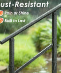 Heavy Duty Outdoor Hand Rail For 2 To 3 Steps Black Iron Style Stair Railing For Concrete Brick Wood Stairs Rock Solid Hold Tight Safety Rail For Seniors And Kids Easy Install Porch Deck Garden rust-resistant in rain