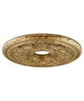 Vintage Gold Leaf Ceiling Medallion With Dope Gilded Accents Hand Applied Finish 22.5 Inch Diameter Adjustable Center With Three Sizing Options Classic Scrollwork Chandelier Ceiling Decor For Elegant Rooms