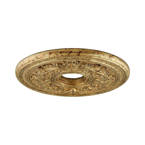 Vintage Gold Leaf Ceiling Medallion With Dope Gilded Accents Hand Applied Finish 22.5 Inch Diameter Adjustable Center With Three Sizing Options Classic Scrollwork Chandelier Ceiling Decor For Elegant Rooms