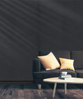 Living room with Black Peel And Stick Wallpaper 17 Inch By 240 Inch Matte Black Contact Paper Removable Waterproof Vinyl feature wall.