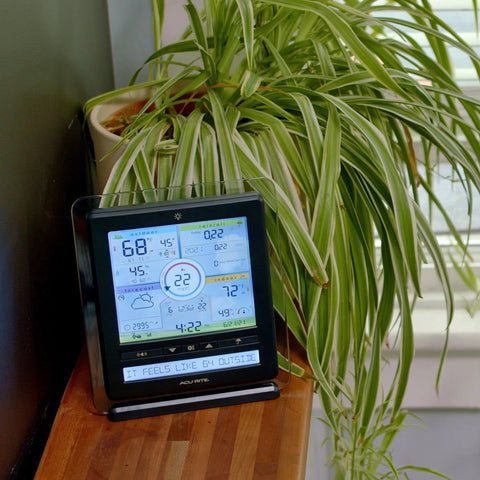 5 In 1 Wireless Indoor Outdoor Weather Station With Color Display For Real Time Backyard Weather And Hyperlocal Forecast on table