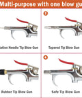 Four blow gun tips for the 17 Piece Air Compressor Hose Kit 3/8 Inch x 25ft PVC Air Tool Accessories Set with Fittings shown.