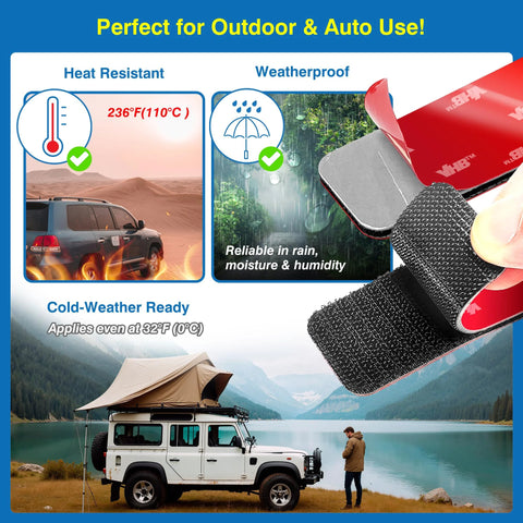 8 sets heavy-duty adhesive hook-and-loop strips, 1.2 x 3.2 in, heat-resistant & waterproof, Amazon Home