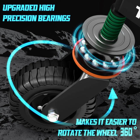 Smooth Operator 6 Inch Rubber Gate Wheels showcasing upgraded high precision bearings and 360-degree swivel capability.