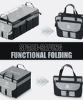 Heavy Duty Car Trunk Organizer For SUV With 63L 26L Modular Storage Foldable Waterproof Non Slip Multi Compartment Soft And Hard Covers Black M006 shown in folded and open positions