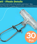 Sinker Slide Clips With Duo Lock Snaps For Lures, Sinker Weights, Floats, Swivels And Catfish Rigs, Built Tough, 30 Count, close-up