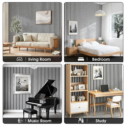 Premium Wood Slat Acoustic Panels Feature Heavy Duty Sound Absorption Tech Ideal For Epic Gaming Room Accent Walls And Home Theater Backdrops Available In Clean White Marble Finish used in living room, bedroom, music room, and study.