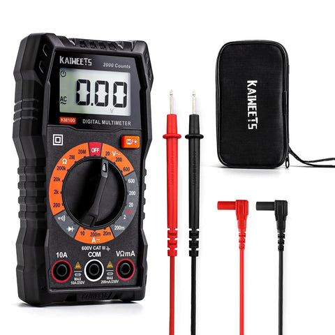 Digital Multimeter With Carrying Case For Home And Auto Use Tests DC And AC Voltage, Ohms, Amps, with probes and carrying case