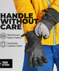 Person wearing Insulated Waterproof Snow Gloves For Men And Women SummitLoft Warmth Breathable MoistureWicking Lining Skiing