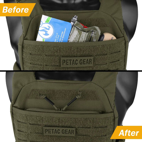 Before and after with Tactical Drop-In Zipper Inserts for Built-In Vest Plate Bag Admin Pocket with smooth zipping