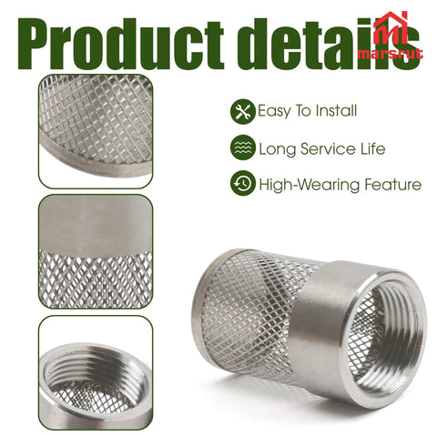 Garden Hose Inlet Strainer Filter G3/4 BSP For 3/4 Inch Pipe Fits 30mm Water Inlet, stainless steel mesh details