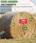 Hardcore Hay Moisture Meter With 20 Inch Reinforced Probe, Digital Temperature Readout For Alfalfa And Bales, Pro Grade Carry Bag Included, Works On Square And Round Hay Bales, Keeps Your Harvest Fresh And Storage Safe showing round hay bale moisture spots