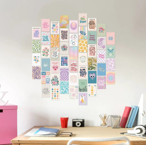 Pastel Danish Wall Collage Kit With 70 Cards For Aesthetic Pictures And Teen Room Vibe For Girls Dorm Decor 4x6 Inch Cardstock Posters