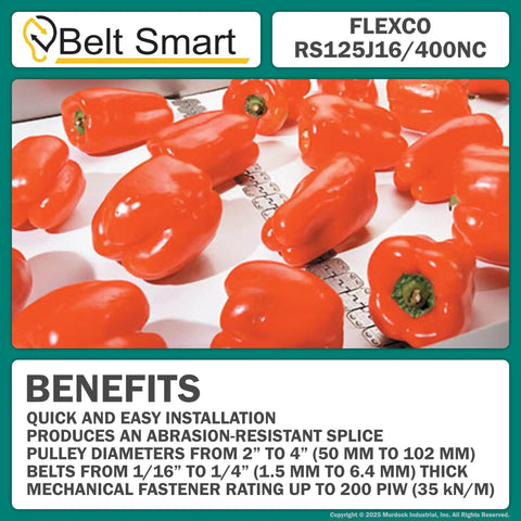 Professional Alligator Rubber Conveyor Belt Staple Fastener Splice Kit Featuring Quick Install Pre Loaded Staples Nylon Hinge Pins And Extra Washers For Hassle Free Industrial Bonding with orange bell peppers.