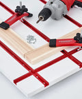 Universal 48 Inch T Track With Easy Install Predrilled Mounting Holes And Wood Screws Double Cut Profile Sandblasted Anodized Red Finish 4 Pack with clamps on DIY workbench