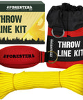 Fifteen Oz Pro Arborist Throw Line Kit with 150 ft polyethylene line, red weight, and black storage bag for tree work.
