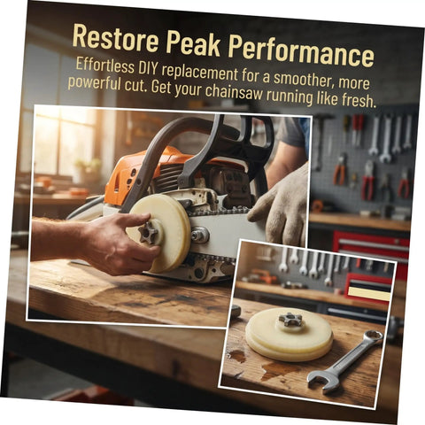 Two Pack Plastic Chainsaw Sprocket Replacement For Electric Chainsaw Compatible With Remington Internal Gear shown on chainsaw