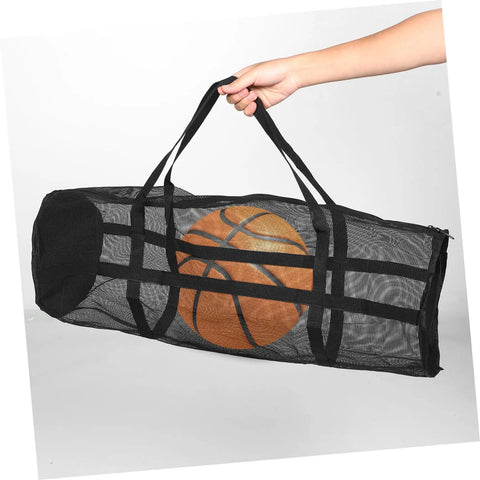 Versatile Diving Mesh Duffle Bag For Snorkel Gear And Sports Equipment With Large Capacity And Easy Carry Ergonomic Straps shown holding basketball