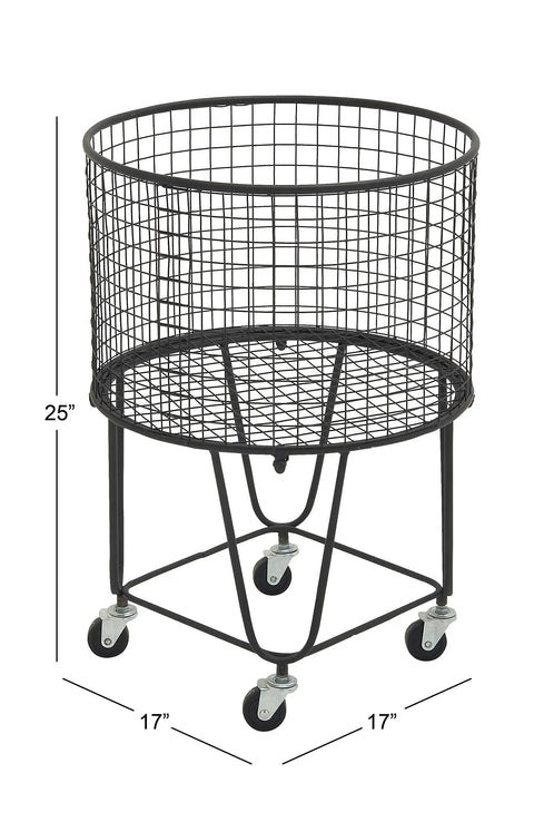 Rugged Metal Storage Cart With Rolling Mesh Laundry Hamper Deep Set Black Finish Industrial Style Organizer For Home Or Laundry Room 18 By 18 By 24 Inches Everyday Workhorse Urban Vibe Durable Steel Build