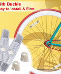 Six Piece Bicycle Spoke Reflectors White Safety Wheel Reflectors Set For Road And Mountain Bikes Night Riding Gear shown on wheel