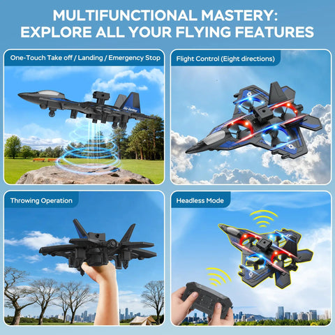 Epic 2.4GHz RC Plane With LED Night Lights 360 Degree Flips 6 Axis Gyro Stabilization features and control options