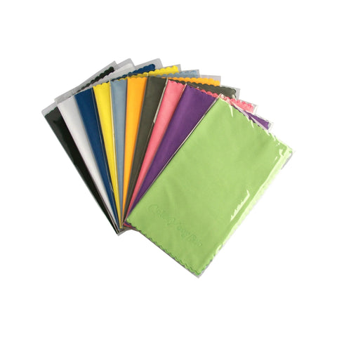 Camera microfiber cleaning cloths, 10-pack, assorted colors, front view