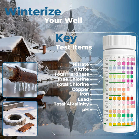 Drinking Water Test Strips Kit 125 Count 16 In 1 Quick Screening For Hardness pH Iron Nitrite Copper Chlorine Lead with test chart