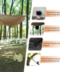 Portable Rainwater Collection System For Camping With A 5 By 5 Foot Hanging Tarp And A 2.2 Gallon Collapsible Water Bag in forest