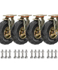 Heavy Duty Rubber Wheel Casters Set Of Four Dead Silent Shock Absorbing Roll Braked Swivel Or Locked Fixed Options Carry 440 Pounds Each Industrial Grade Tires with bolts.