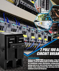 100 Amp 2 Pole Plug-In Circuit Breaker For 120/240V Systems with Thermal Magnetic Protection, shown with panel installation view
