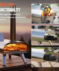 12-Inch Multi-Fuel Outdoor Pizza Oven for Backyard Cooking, Pellet Wood Gas Electric Ready, Reaches 1110F, 3-In-1 Portable