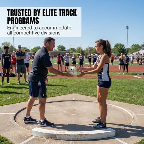 Athlete receiving Stainless Steel Shot Put For Competition Grade Training, 16lb Precision Balanced Ball on track field
