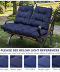 Outdoor Wicker Chair Cushions 3 Piece Set 1 Loveseat Cushion And 2 U Shaped Cushions Waterproof Tufted Cushions For Patio Furniture Fits Most Rattan Chairs Navy Blue 44x19x5 Inches installed on black bench in garden