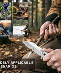 Person using EDC Pocket Knife With 3.5 Inch Flipper And Liner Lock 420C Stainless Steel Blade Lightweight Tactical Knife outdoors