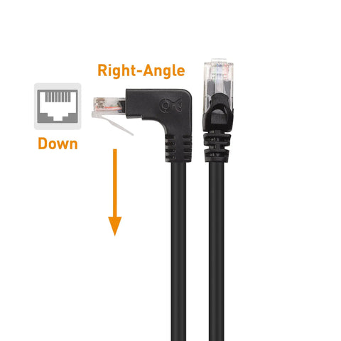 10Gbps Ready Cat 6 Right Angle Ethernet Cables Dual Pack 5 Foot Up And Down Angled RJ45 Patch Cables Down Connector