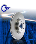 Centric C-Tek front brake rotor with center hub, silver finish