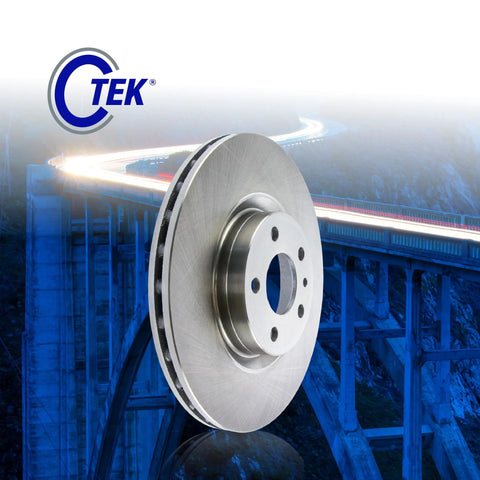 Centric C-Tek front brake rotor; silver vented disc with hub and bolt holes