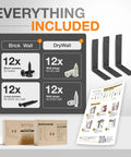 Heavy Duty 8 Inch L Shelf Brackets Pack Of 6 Black For Floating Shelves with installation hardware and instruction sheet