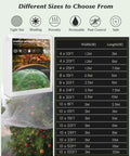 Packaging and chart of 8x10 Ft Ultra Fine Garden Mesh Netting Thick Protective Barrier For Vegetables Fruits And Plants