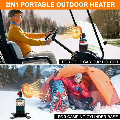 Portable Propane Golf Cart Heater With Cup Holder And Cylinder Base 2 In 1 Outdoor Space Heater For Tents Camping